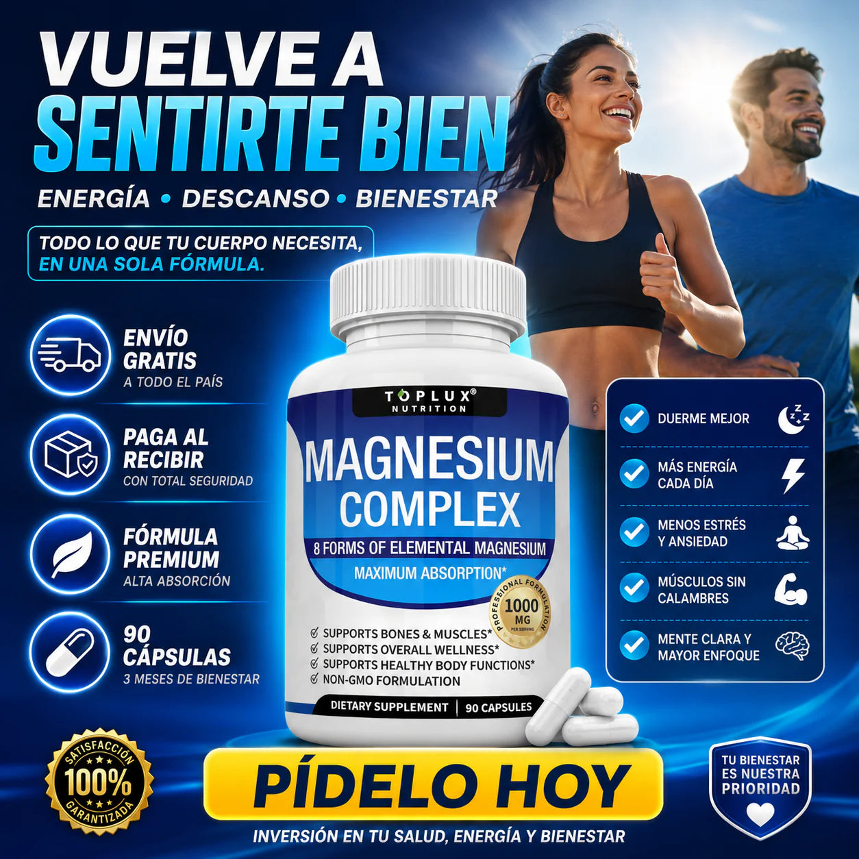 Suplemento Magnesio Complex Toplux 8 en 1 | 90 Cp