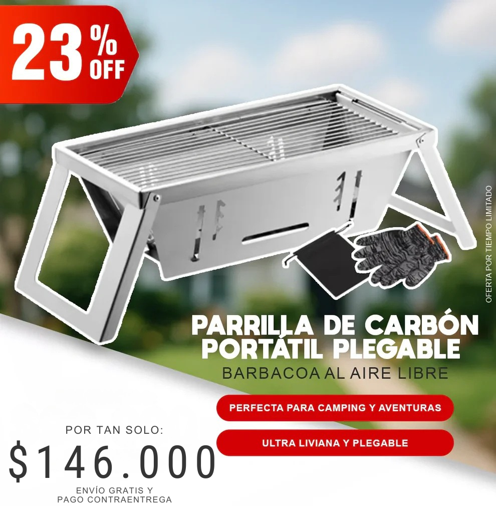 Parrilla De Carbón Portátil Plegable Barbacoa Al Aire Libre + Envio Gratis + Regalo