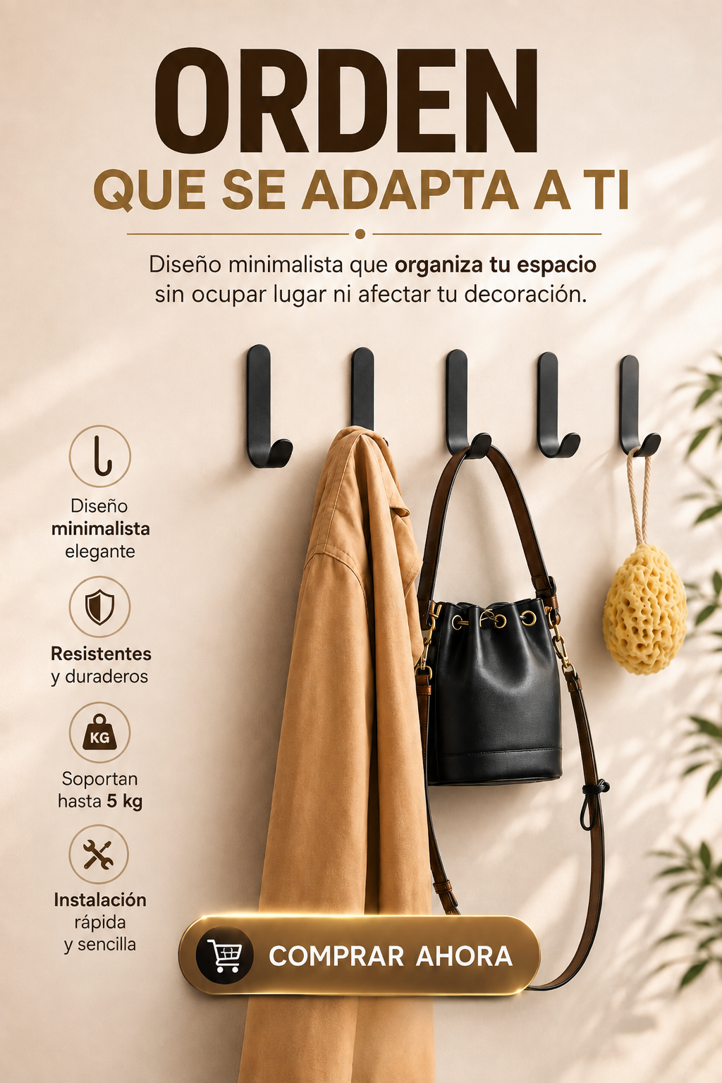 Soporte de Bienvenida para Carteras y Abrigos X5 + ENVIO GRATIS + REGALO
