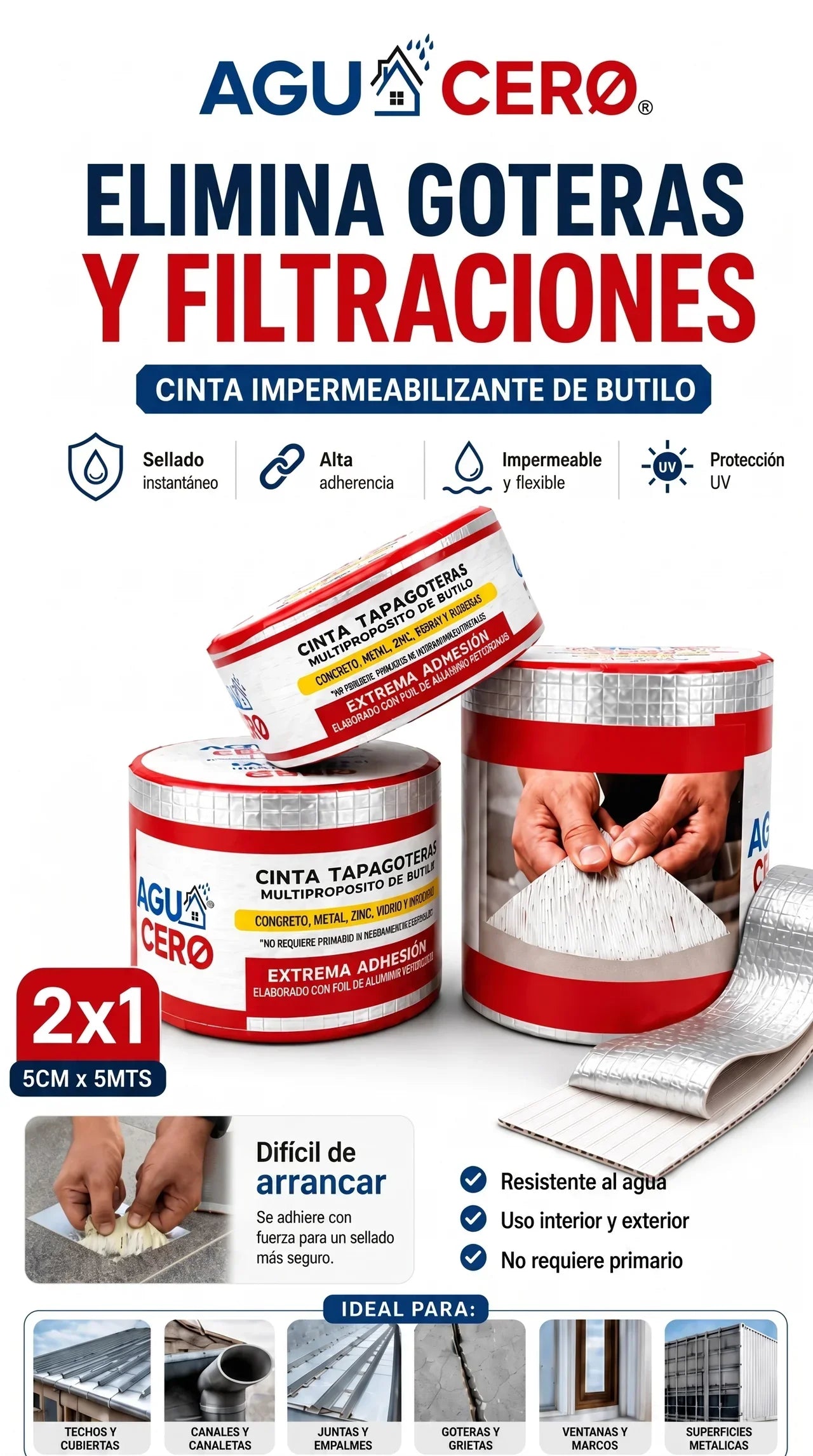 cinta de bitulo agua cero Compra 1 y llévate 2 + envio gratis + regalo