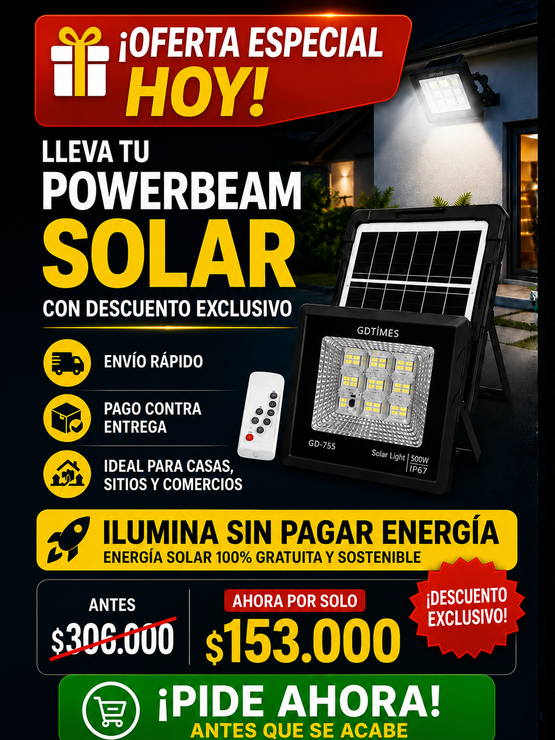 Reflector Power Beam +Envio Gratuito + Regalo