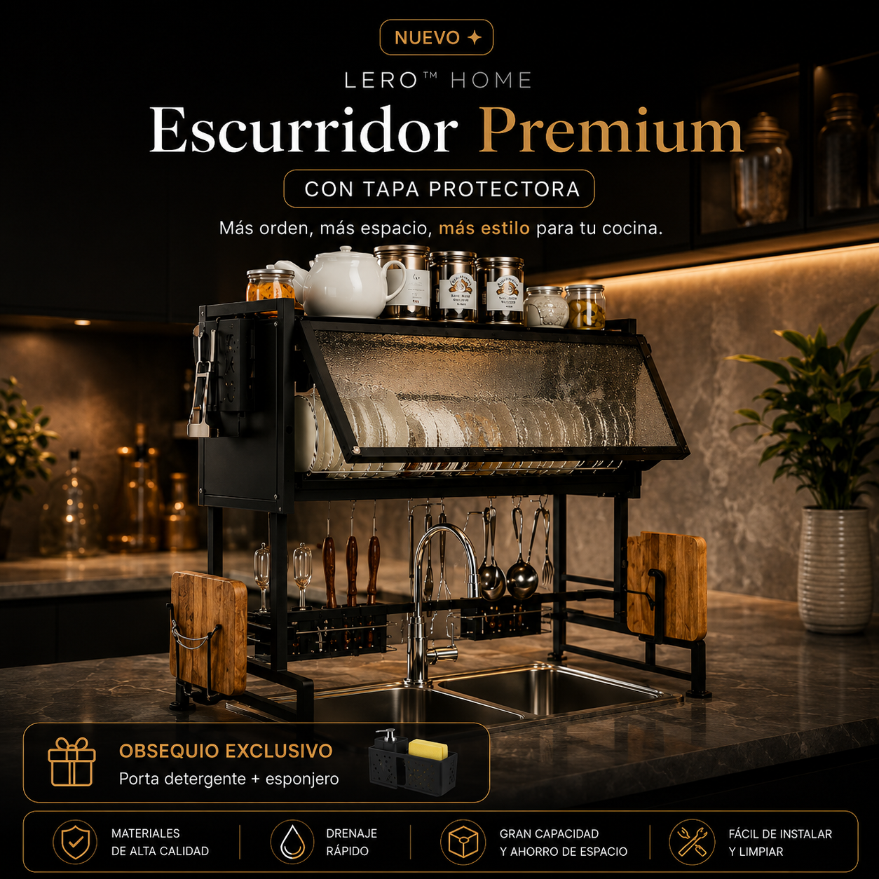 KitchenMax™ | Escurridor Premium Multifuncional + REGALO + ENVIO GRATIS
