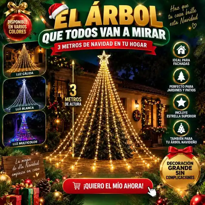 🎄 ÁRBOL DE LUCES LED 3 METROS — ¡HAZ QUE TU CASA SE ROBE TODAS LAS MIRADAS! ✨
