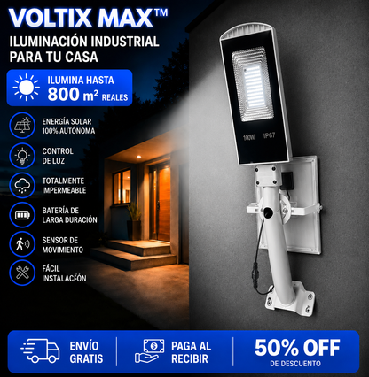 VOLTIX MAX — Convierte la Noche en Día, Factura en Cero + Envio Gratis 100W de Potencia Pura
