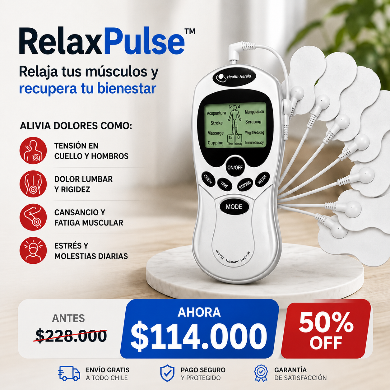 RelaxPulse™  Relaja tus músculos y recupera tu bienestar + Envio gratuito +Regalo