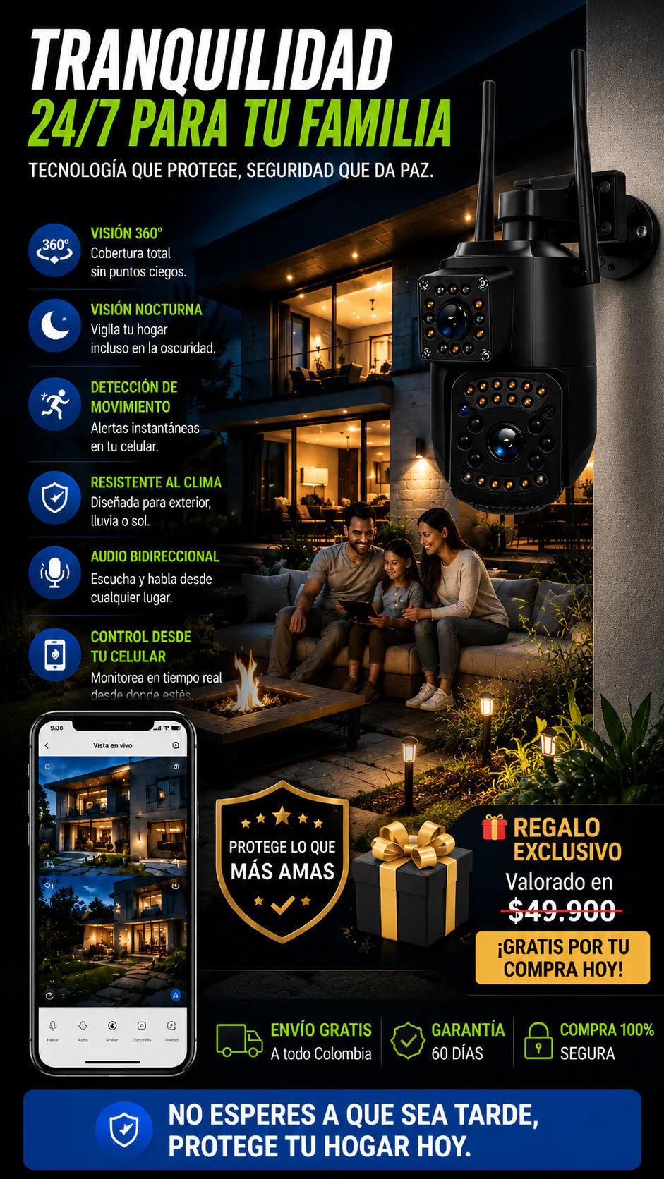 Militar Guard: Seguridad que no depende de nadie — Compatible con Panel Solar + Regalo🎁 black