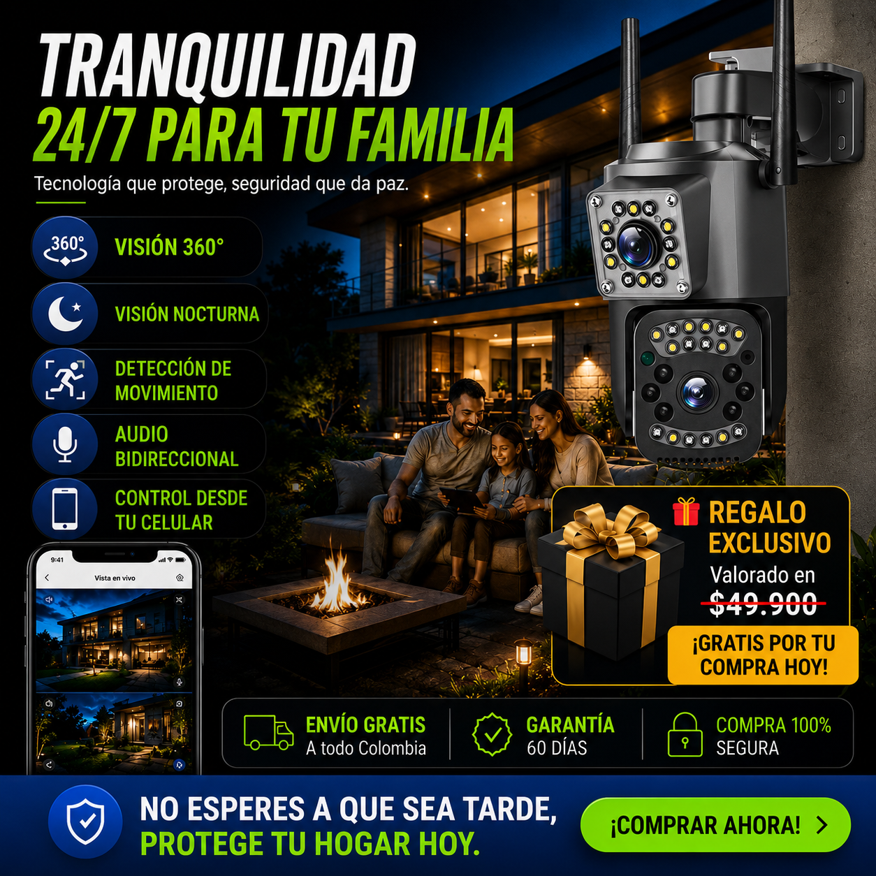 Militar Guard: Seguridad que no depende de nadie — Compatible con Panel Solar + Regalo🎁 black
