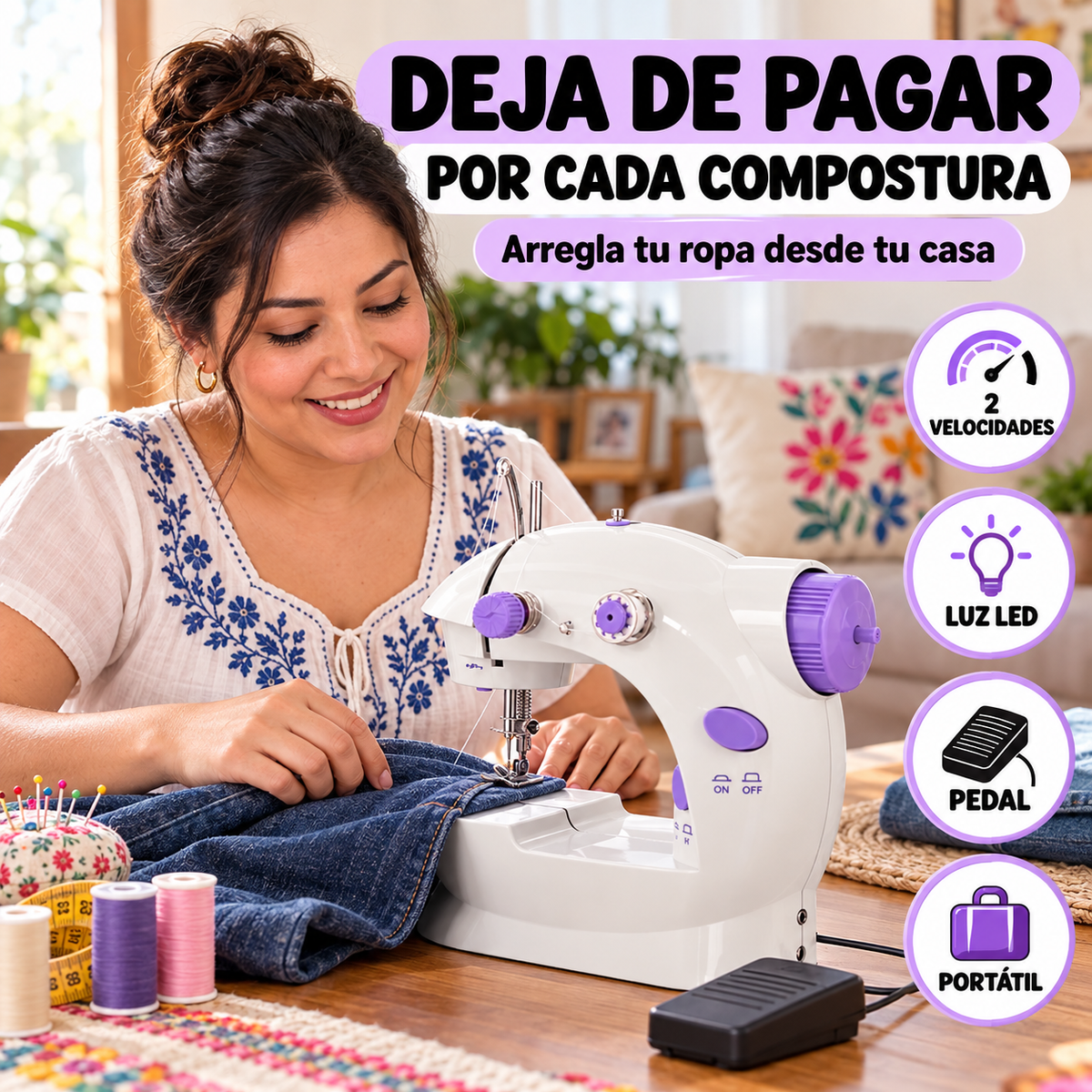 Mini Máquina de Coser Eléctrica Portátil + ENVIO GRATIS + REGALO