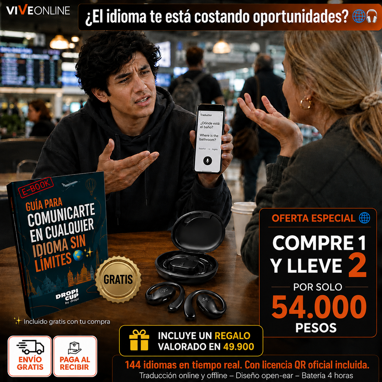 Audífonos Traductores Inteligentes +140 Idiomas + Envio Gratis + Regalo