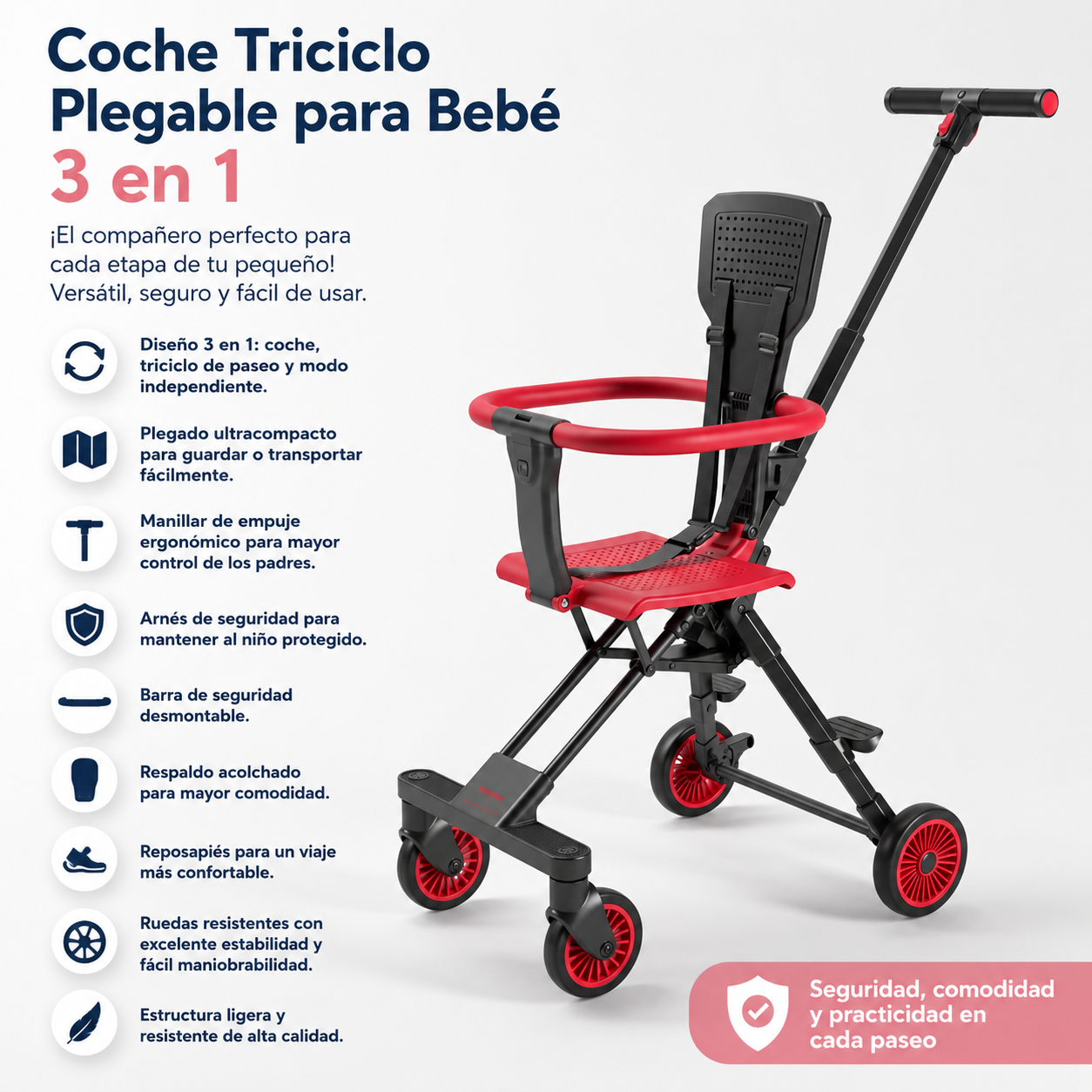 Carrito Paseador Plegable Para Bebe + Envio Gratis + Regalo