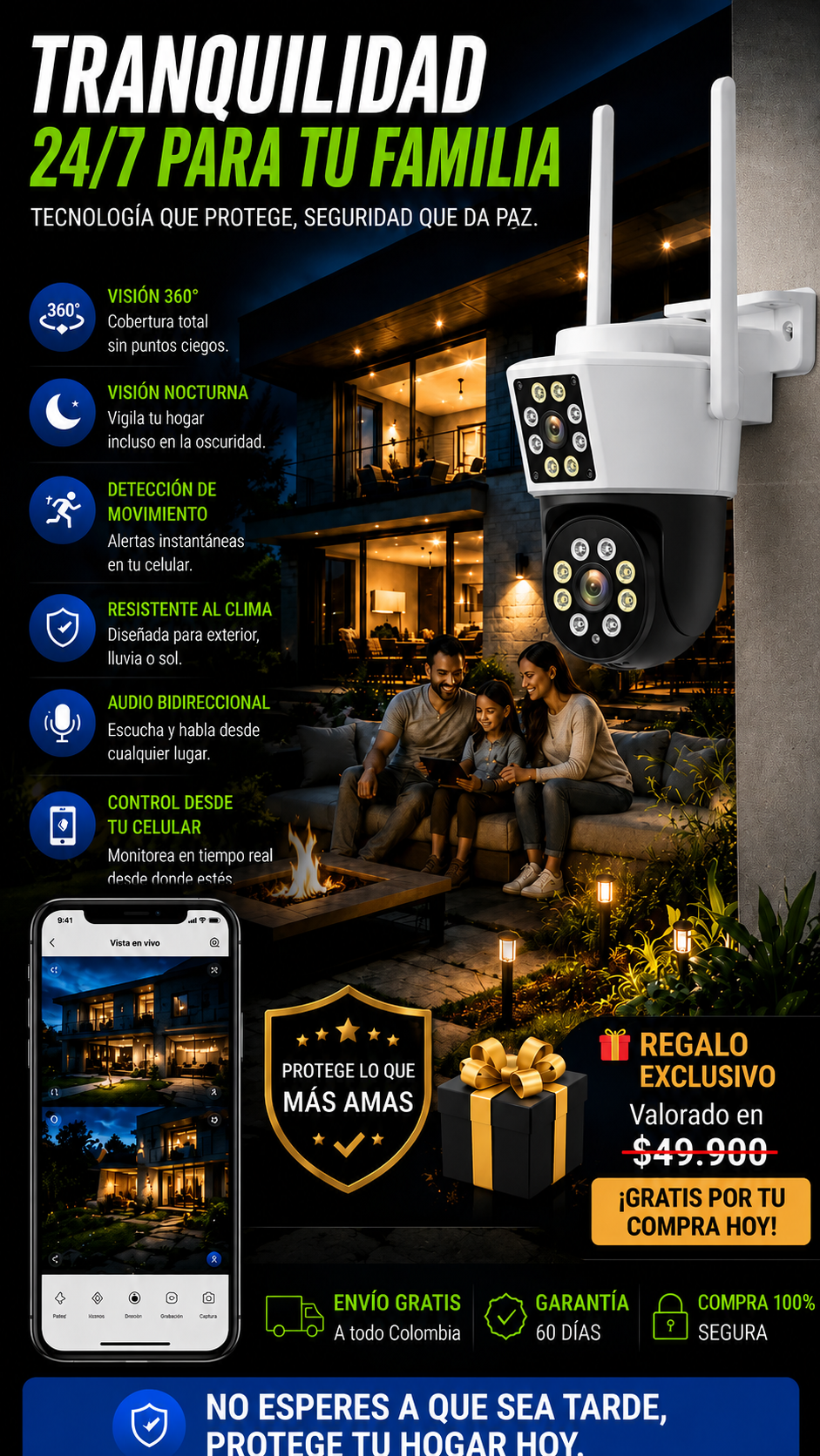 Cámara de Seguridad 360° + Regalo 🎁  + Envio Gratis — Protege tu Hogar Sin Gastar de Más