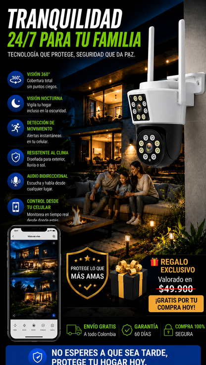 Cámara de Seguridad 360° + Regalo 🎁  + Envio Gratis — Protege tu Hogar Sin Gastar de Más
