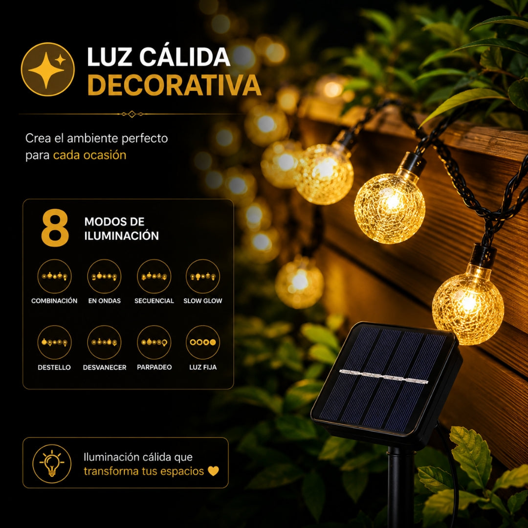 Guirnaldas Solares con 50 Leds (9 metros) + Envio Gratuito + Regalo