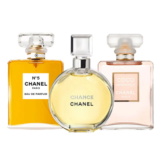 Kit 3 Perfumes Luxury Femininos – Chance, Coco Mademoiselle y Nº5 + Regalo + Envio Gratis
