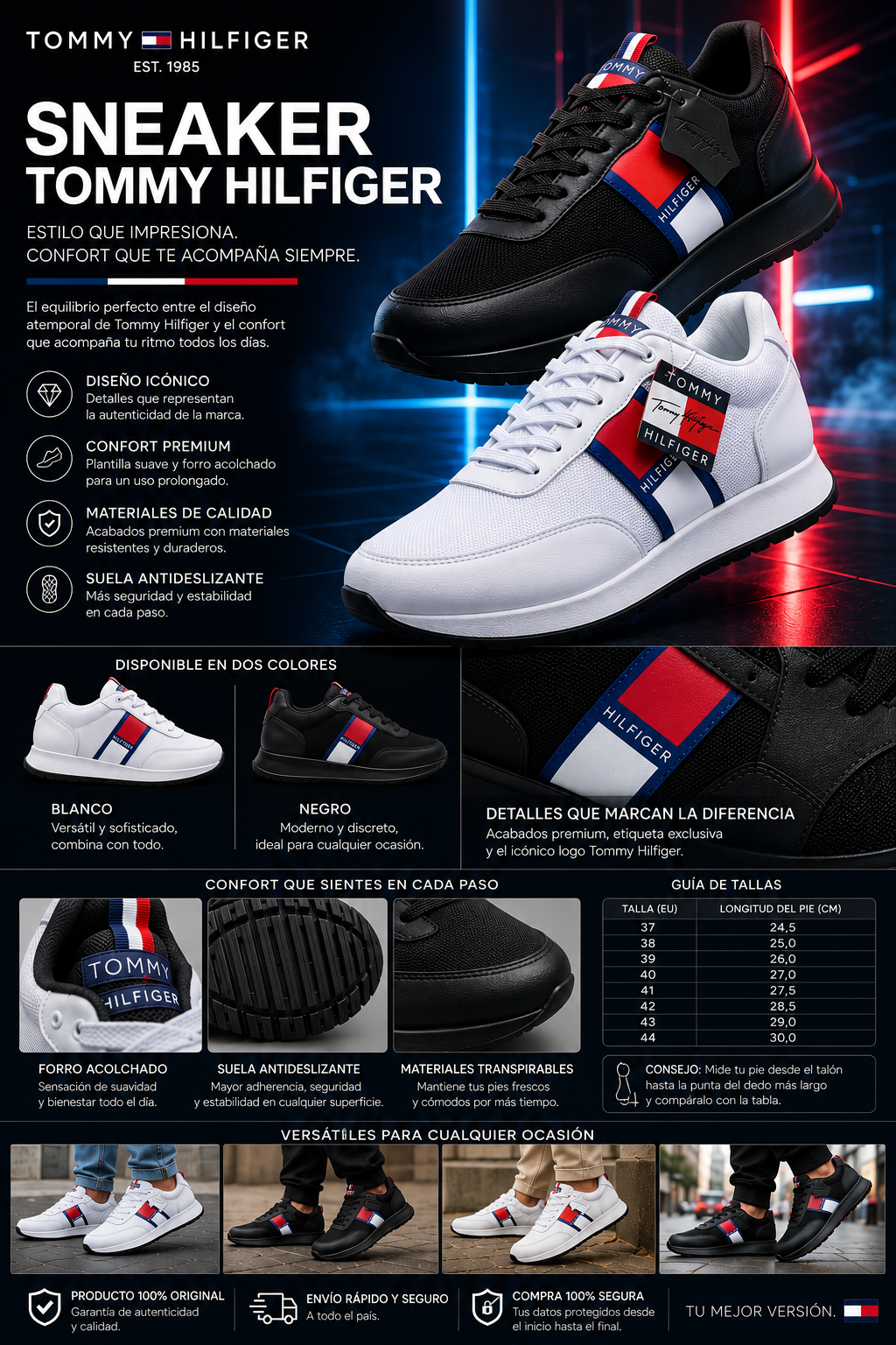 TOMMY HILFIGER™ | El Sneaker Que Eleva Tu Estilo al Instante + Envio Gratis + Regalo