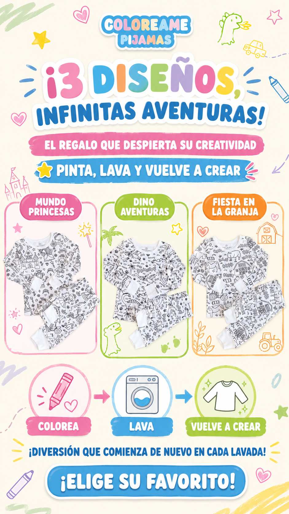 Kit Coloréame Pijamas + ENVIO GRATIS + REGALO