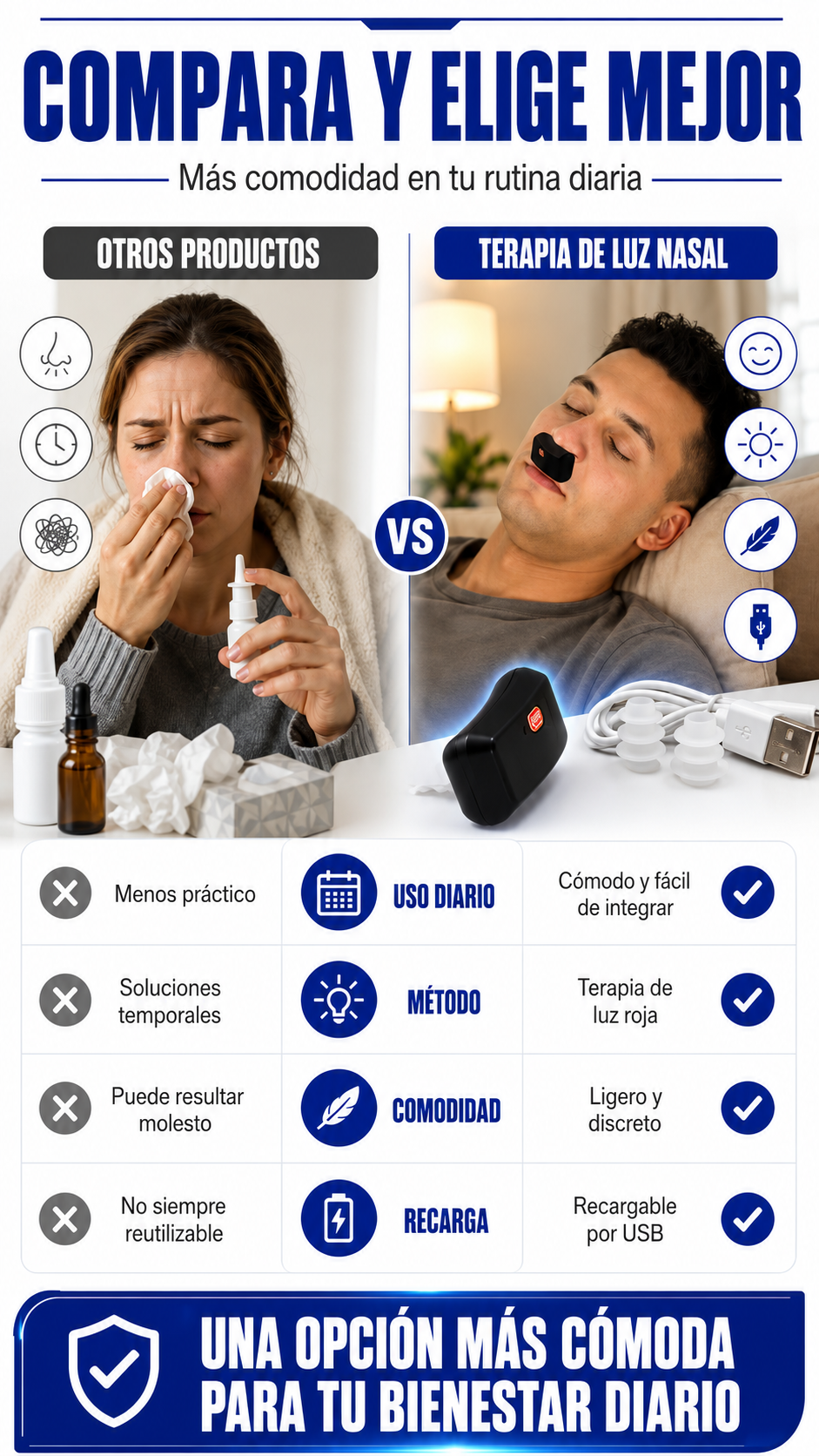 LumiNasal M-06 | Dispositivo Nasal de Luz Roja Recargable