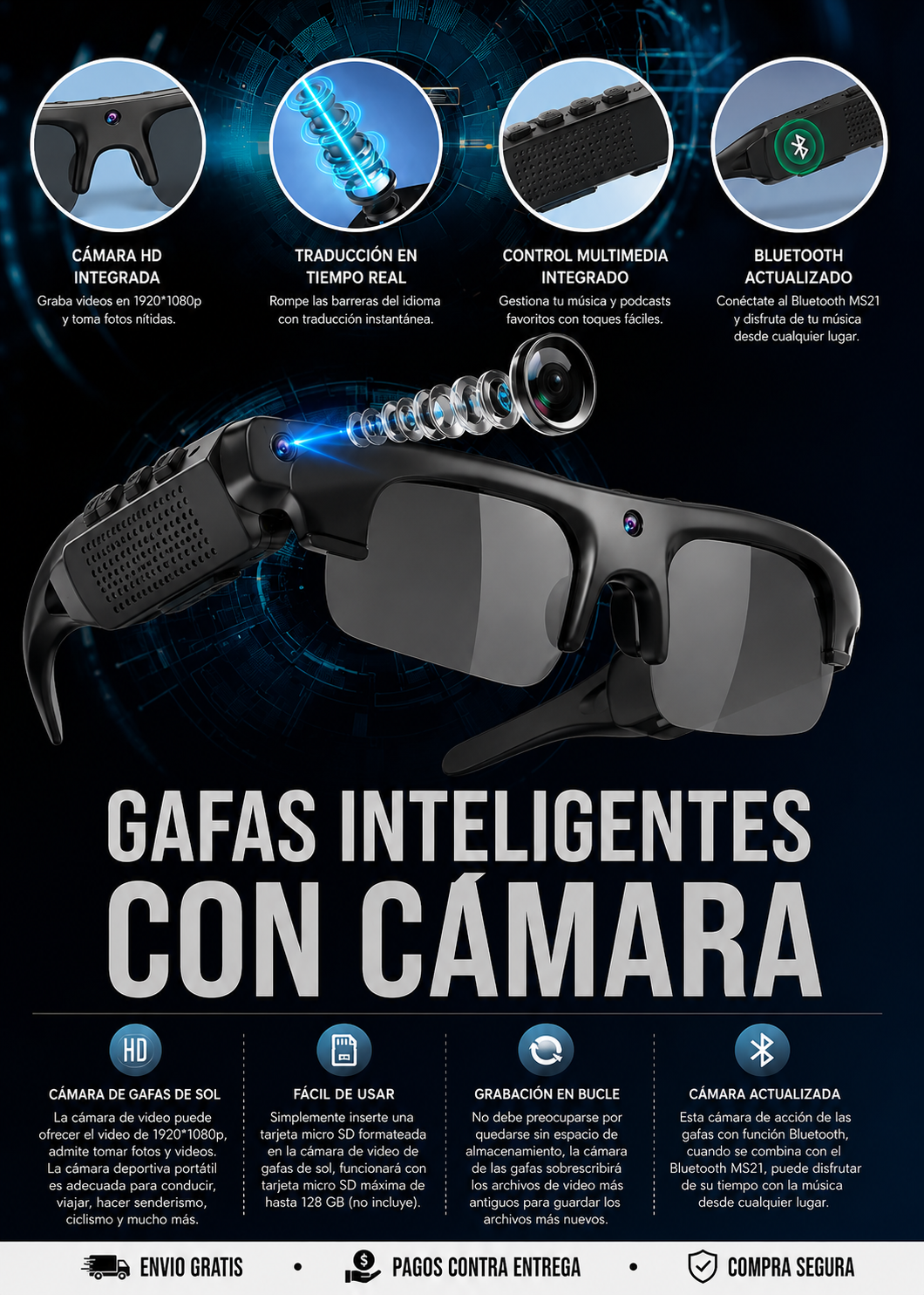 GAFAS INTELIGENTES CON CAMARA + envio gratis + regalo