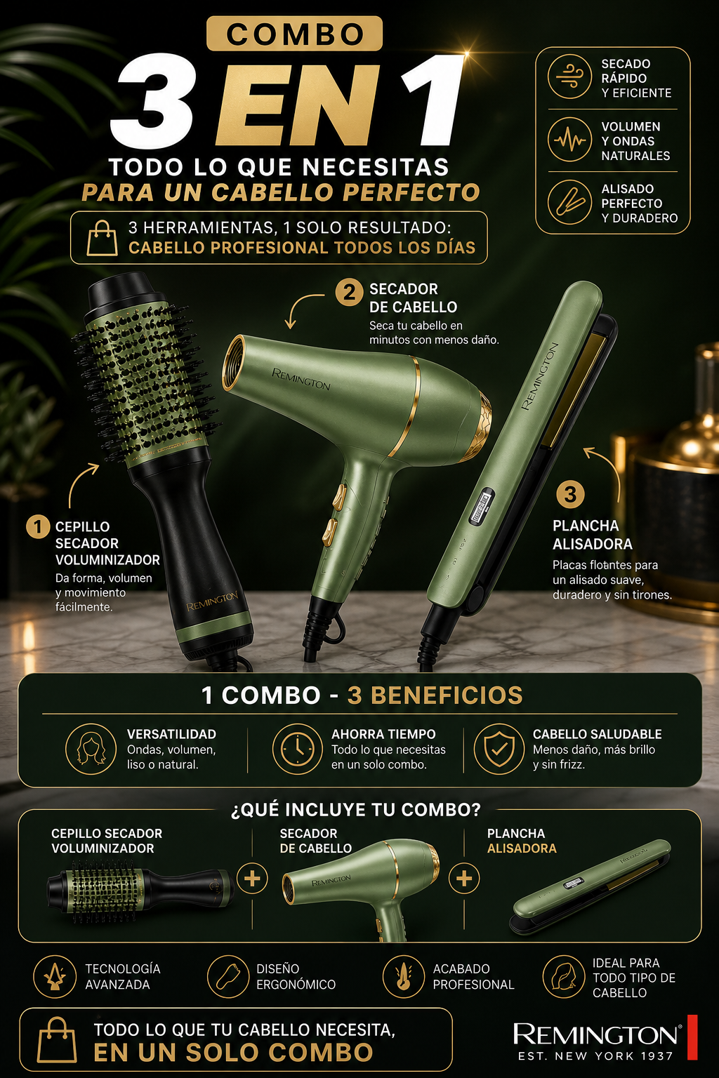 🔥Remington Beauty Pro 3X CABELLO PERFECTO + Envio Gratis + Regalo🔥