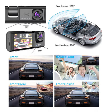 🚘📸DASHCAM 360° ULTRA|TRIPLE CÁMARA|FULL HD 1080P|VISIÓN NOCTURNA🔥🎥