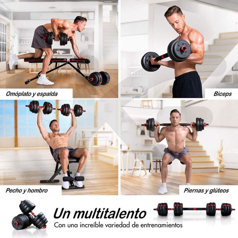 SET de Pesas Completo 44 LBS + Barra Acolchada GRATIS 🔥 KIT COMPLETO + Envio Gratis + Regalo
