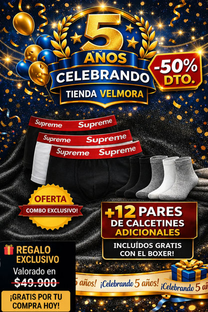 🔥 Mega Pack Bóxers Supreme x12 + 12 Medias GRATIS 🔥 50% DTO