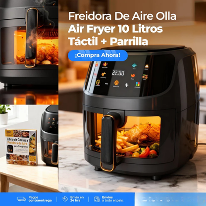 Freidora De Aire Olla Air Fryer 12 Litros Táctil + Parrill + Envio Gratis