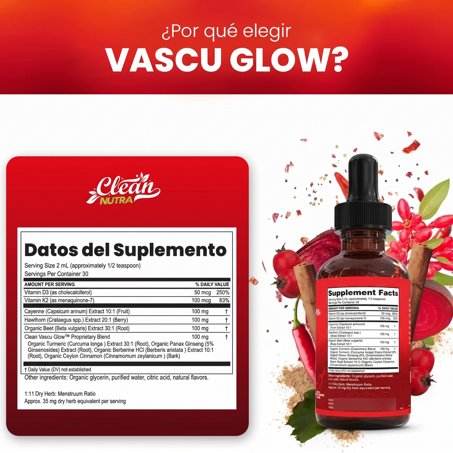 Clean Nutra® VascuGlow Berberina | Controla el Azúcar y Protege tu Corazón + Envio Gratis + Ragalo