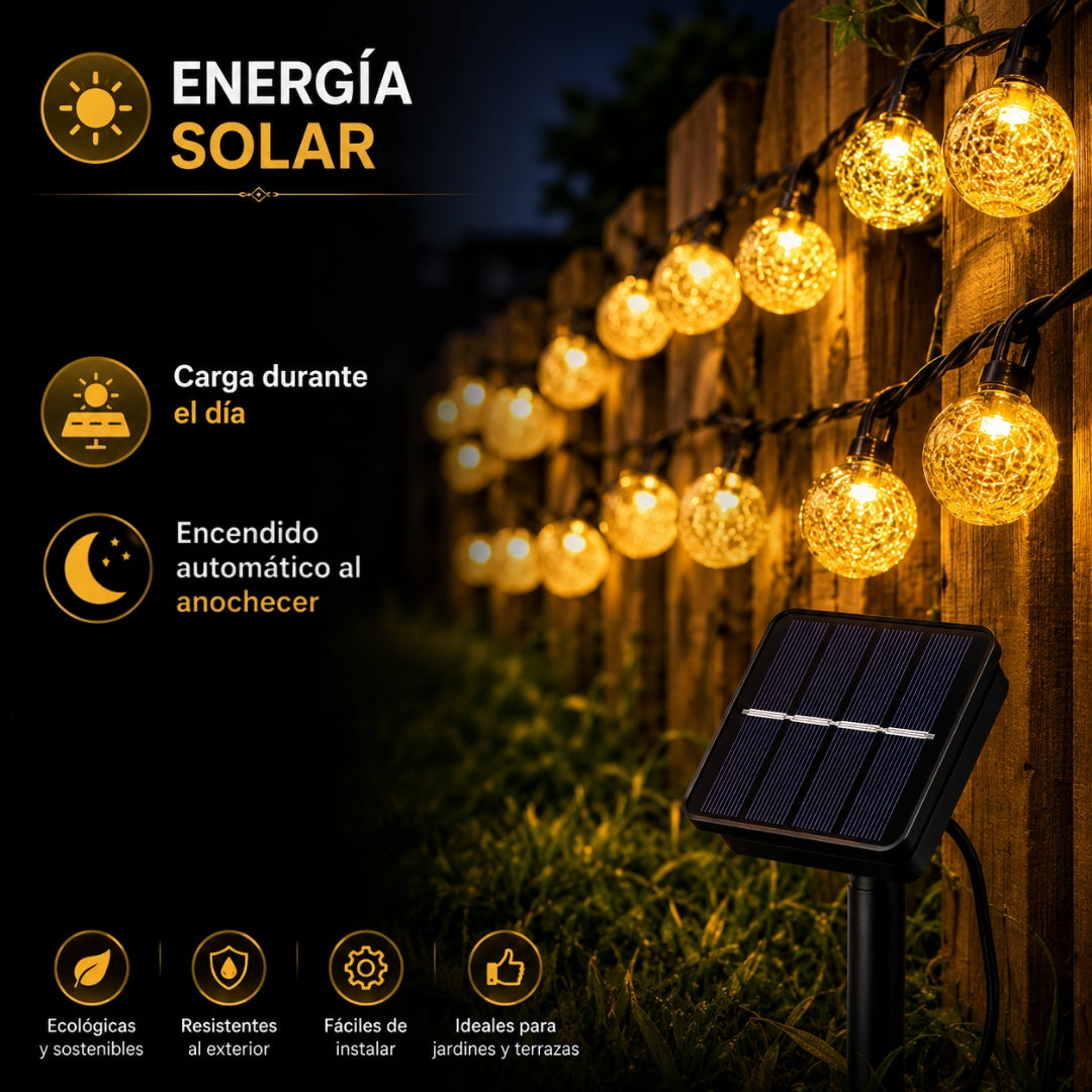 Guirnaldas Solares con 50 Leds (9 metros) + Envio Gratuito + Regalo