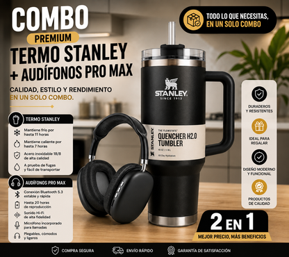 TERMO STANLEY + AUDÍFONOS PRO MAX
