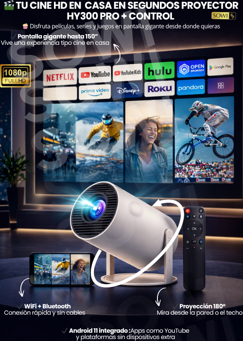 🎬 Proyector HY300 Pro: Experiencia de Cine HD en Casa al Instante