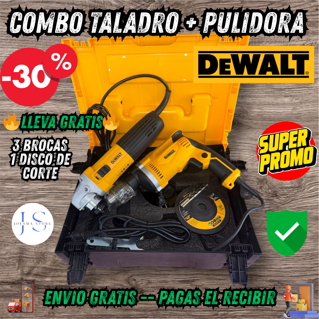 COMBO TALADRO DE 1/2" + PULIDORA 4½ DEWALT®🧰🛠️ + Envio Gratis