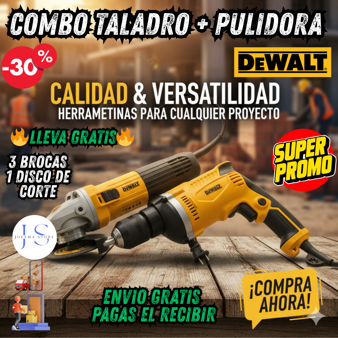 COMBO TALADRO DE 1/2" + PULIDORA 4½ DEWALT®🧰🛠️ + Envio Gratis