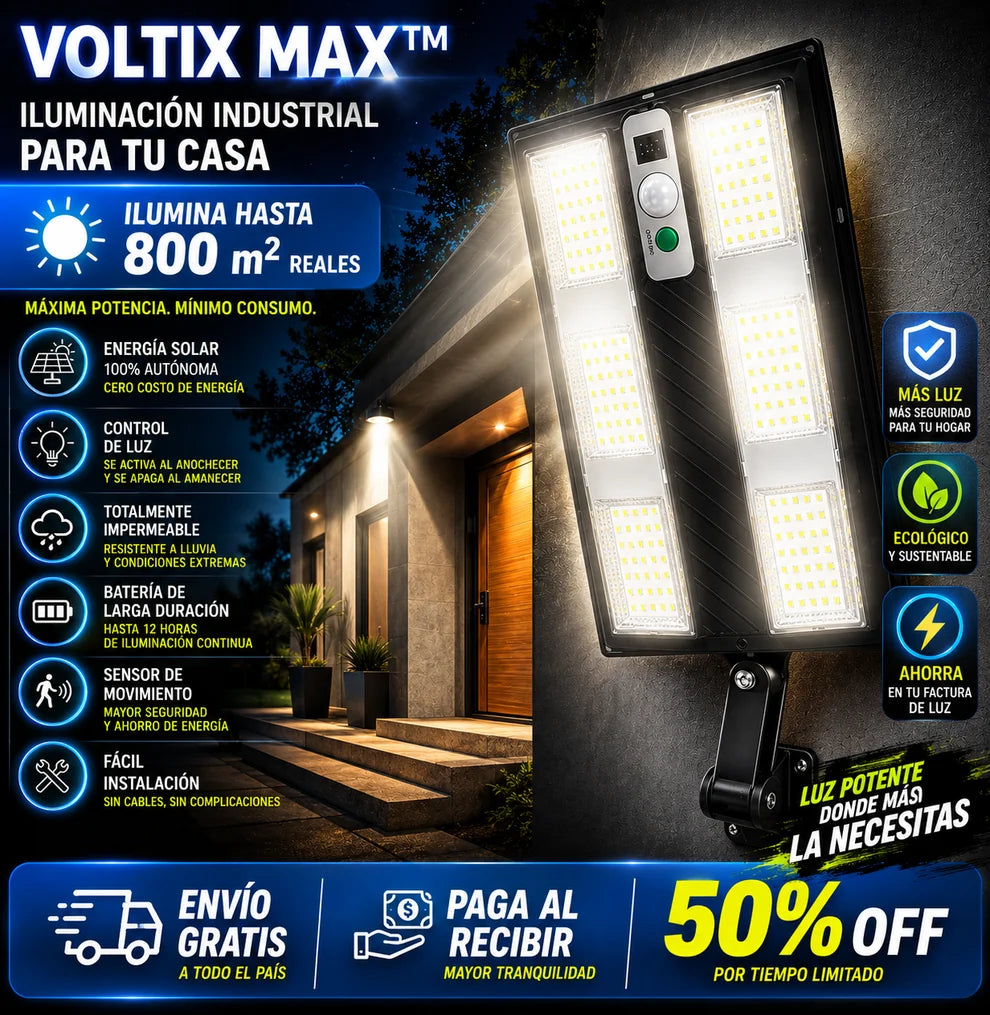 VOLTIX MAX — Convierte la Noche en Día, Factura en Cero + Envio Gratis 50cm y 6 Leds