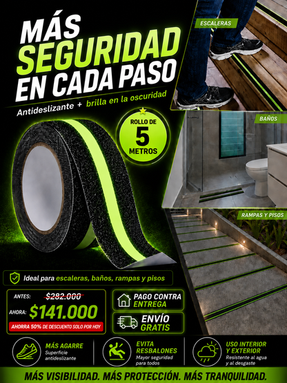 CINTA ANTIDESLIZANTE LUMINOSA - 5M + envio gratis + regalo