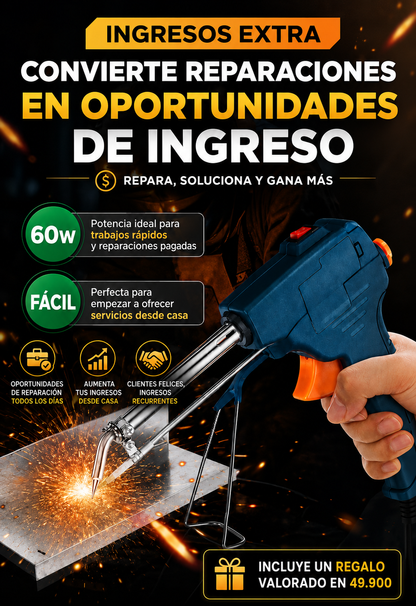 CONVIERTE REPARACIONES EN INGRESOS EXTRA: Pistola de Soldadura Profesional 60w + envio gratis + regalo