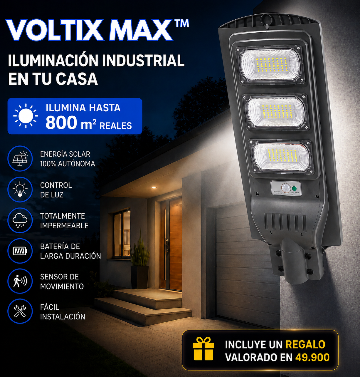 VOLTIX MAX — De la Oscuridad a la Luz del Día en Segundos | LED, Factura Cero | -50% + Envío Gratis