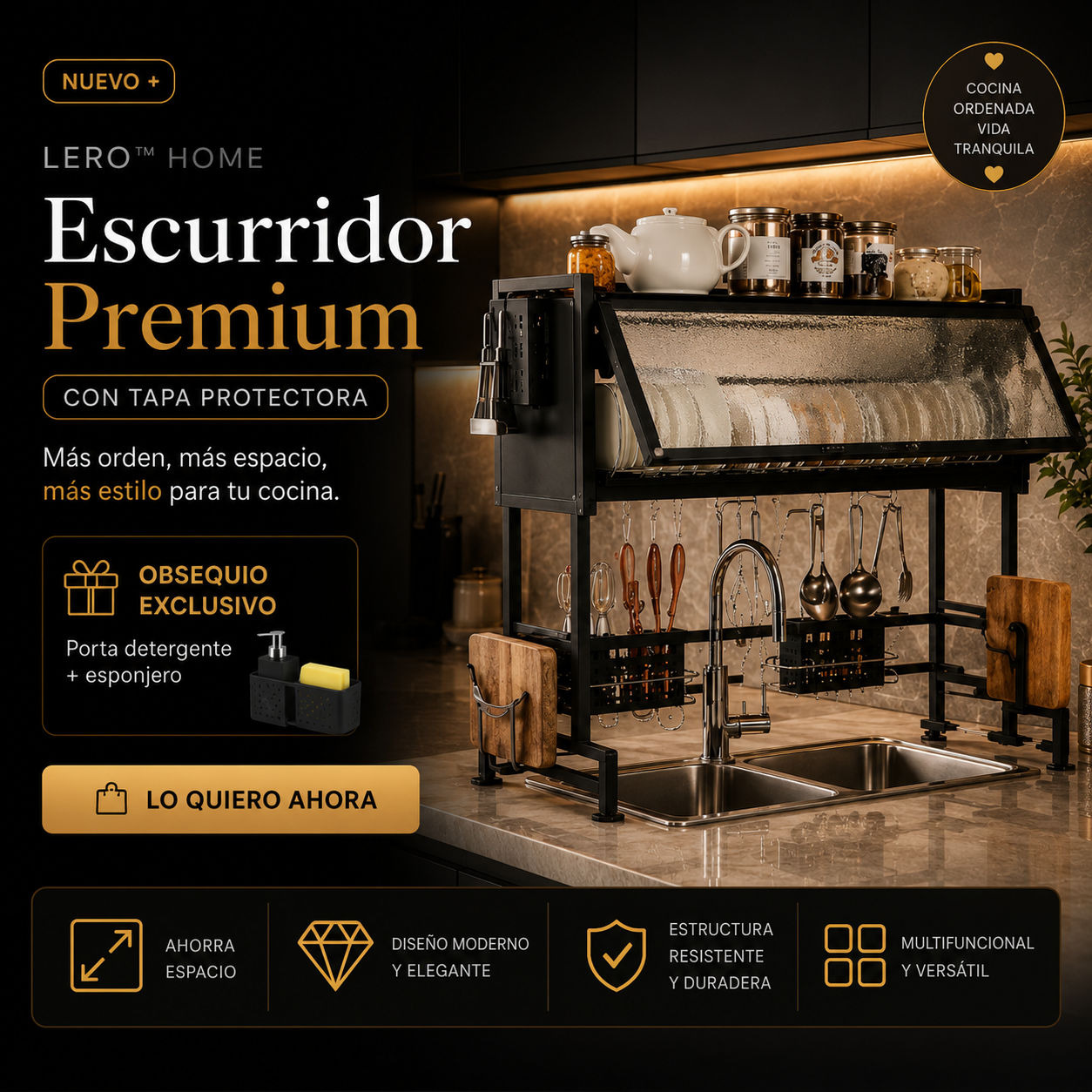 KitchenMax™ | Escurridor Premium Multifuncional + REGALO + ENVIO GRATIS