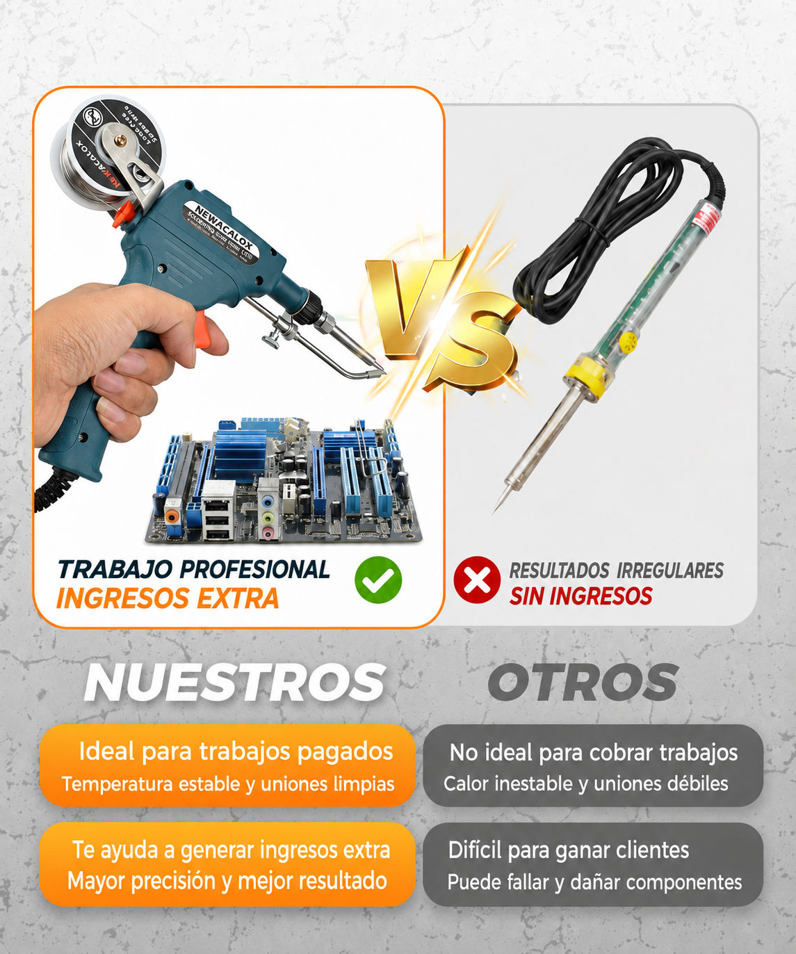CONVIERTE REPARACIONES EN INGRESOS EXTRA: Pistola de Soldadura Profesional 60w + envio gratis + regalo