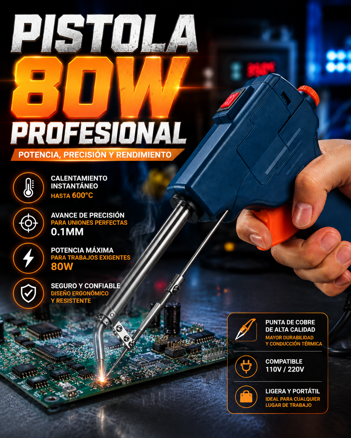 La Herramienta Preferida por los Electricistas — Pistola de Soldadura Profesional 80W + envio gratis + regalo