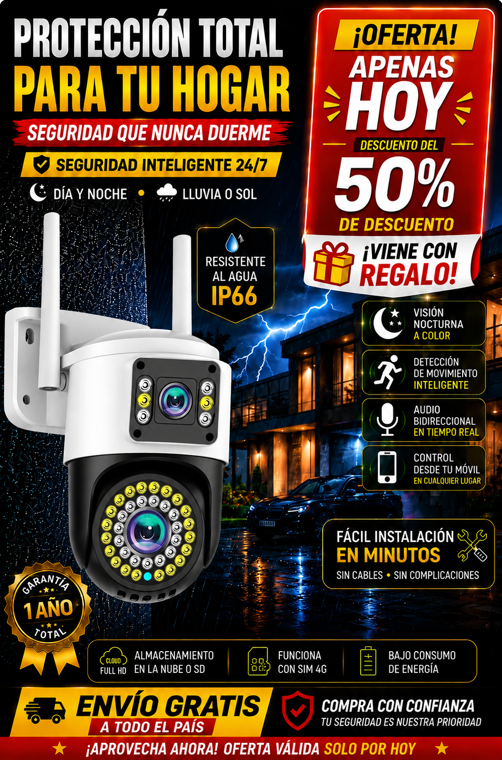 La cámara que ya protege a más de 13.500 hogares en Colombia + Envío Gratis + Regalo 🎁 | ¡Solo Hoy! 50% DTC