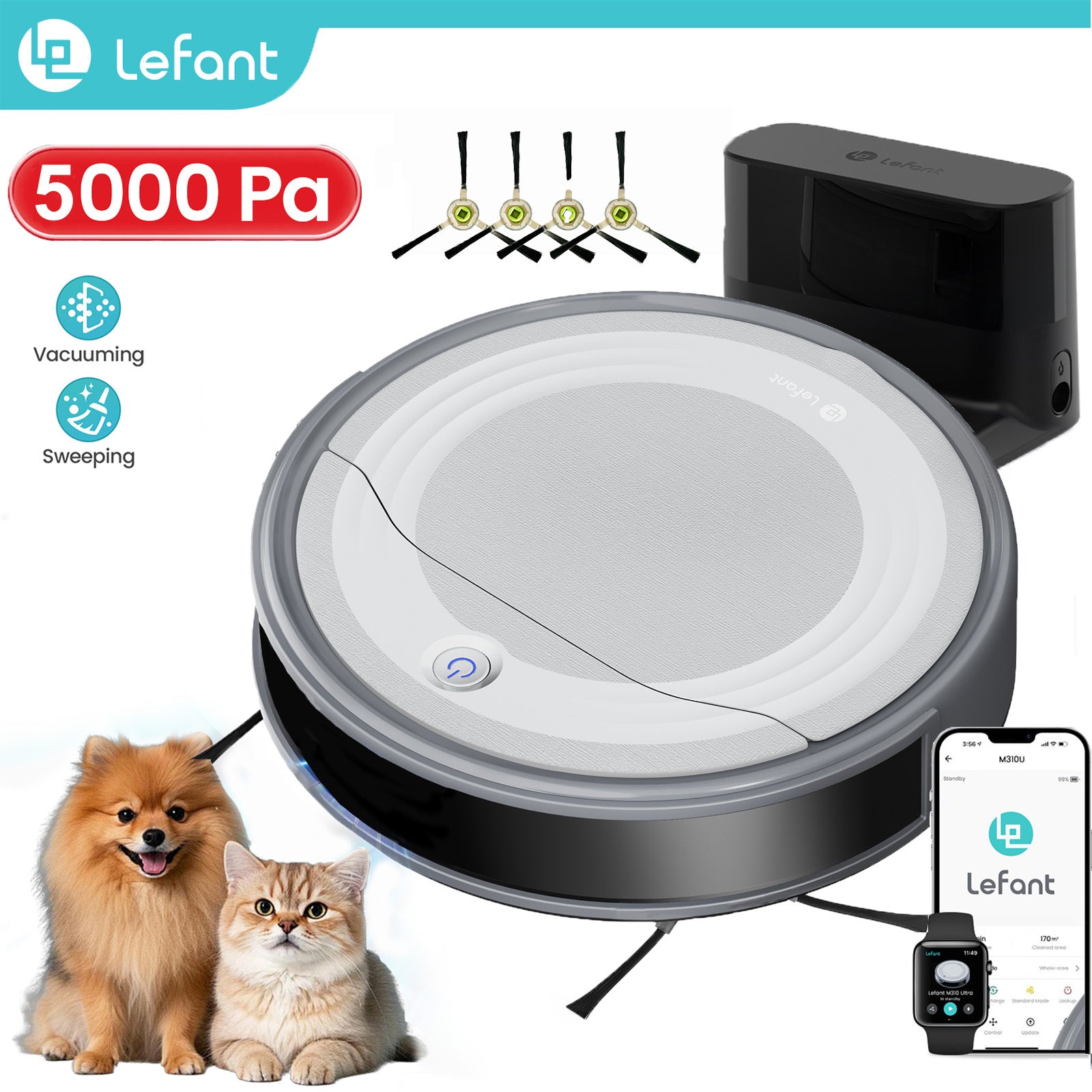 Robot aspirador fregador 5000Pa WiFi Alexa