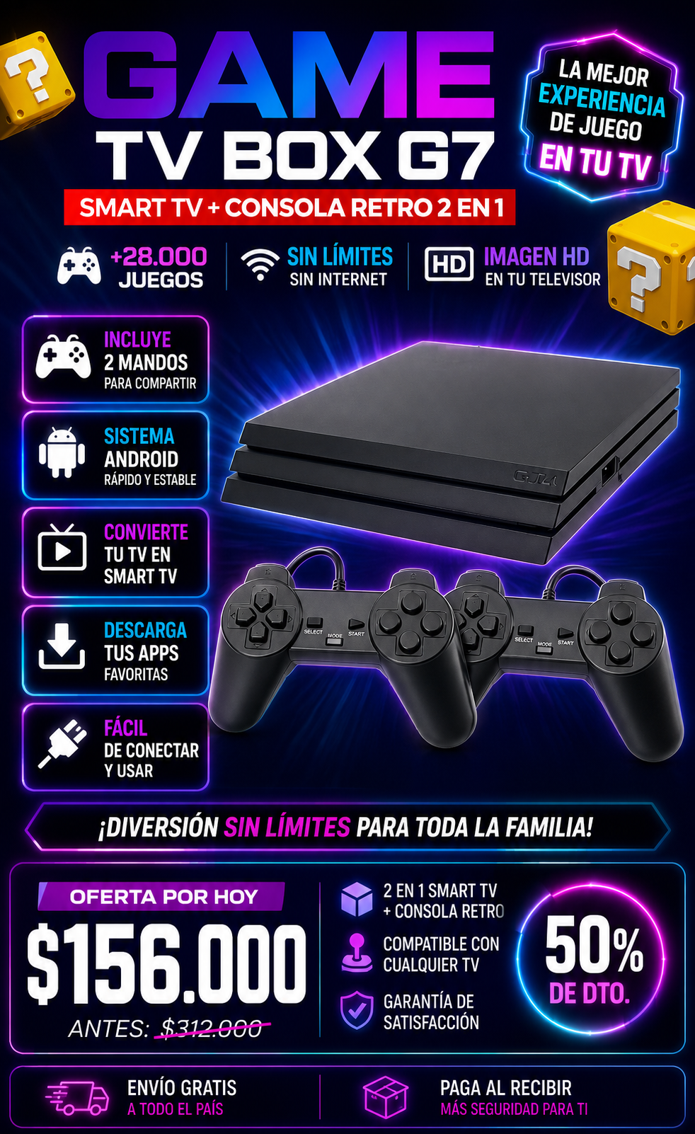 GAME TV BOX G7 + ENVIO GRATIS + REGALO