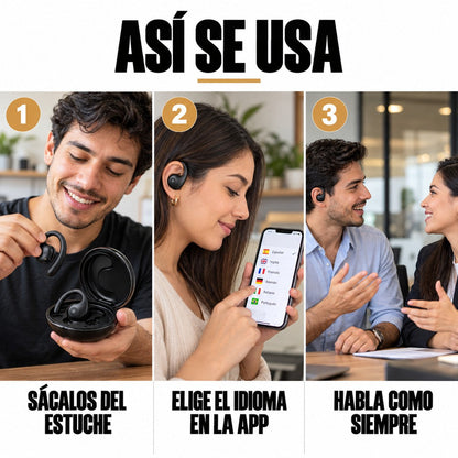 Asi se usa: sacalos del estuche, elige el idioma en la app y habla como siempre