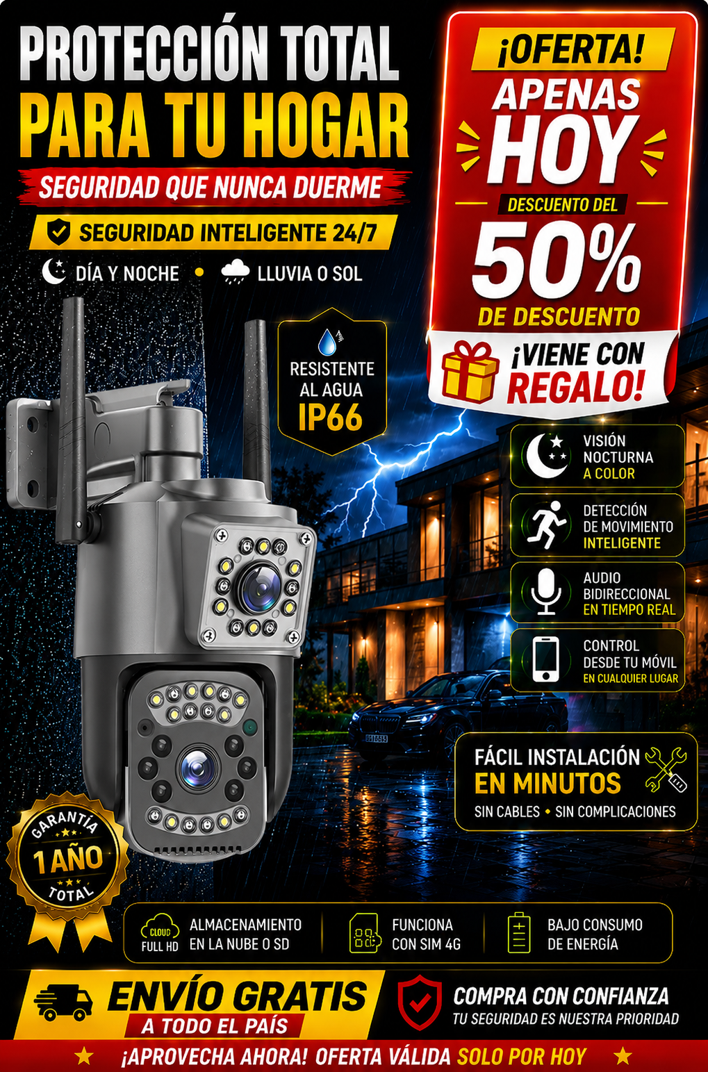 Cámara de Seguridad 360° + Regalo 🎁  + Envio Gratis — Protege tu Hogar Sin Gastar de Más
