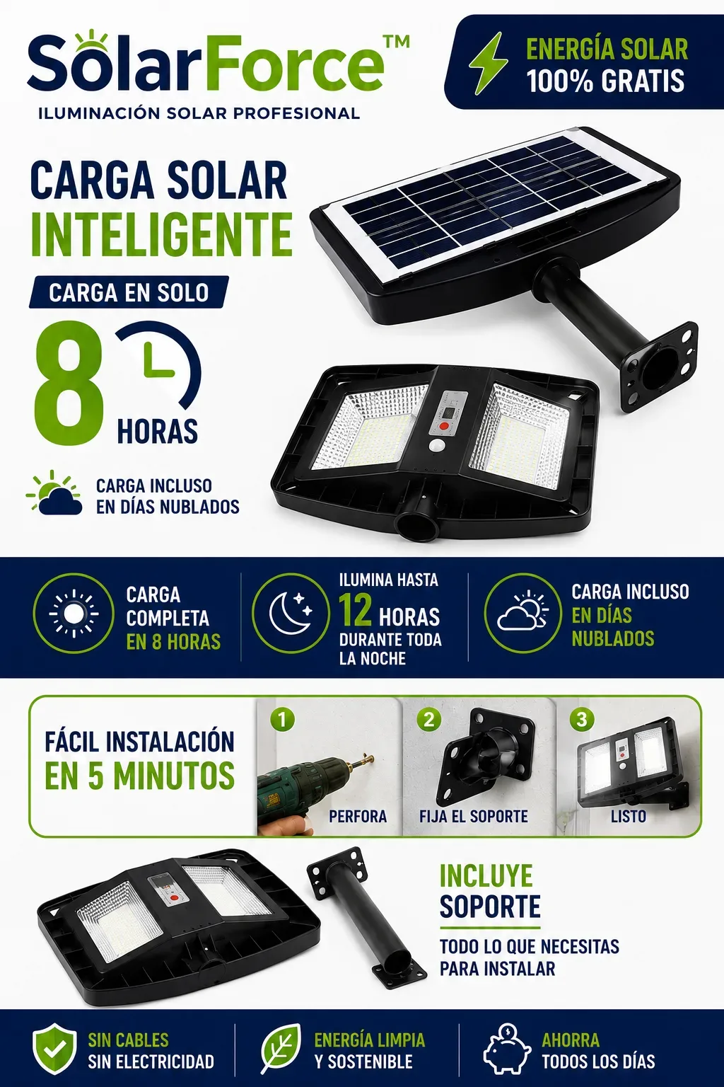 Lampara SolarForce - Nunca más pague eletrecidad + Envio Gratuito +regalo