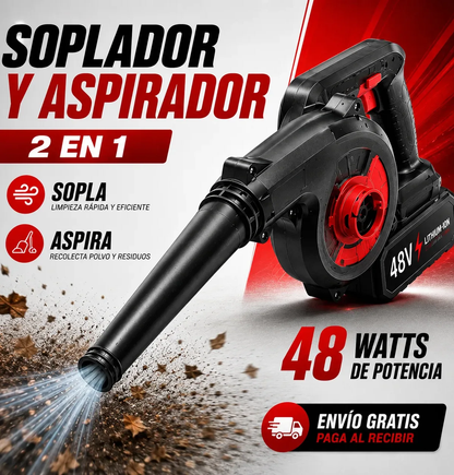 TurboSopladora 2 en 1 – Soplador y Aspirador con Batería Recargable + Envio Gratuito +Regalo