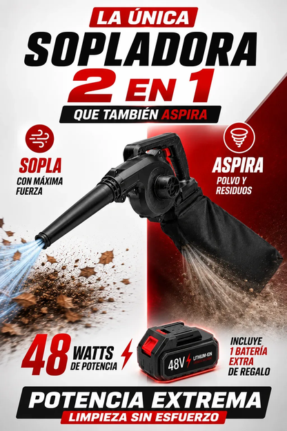 TurboSopladora 2 en 1 – Soplador y Aspirador con Batería Recargable + Envio Gratuito +Regalo