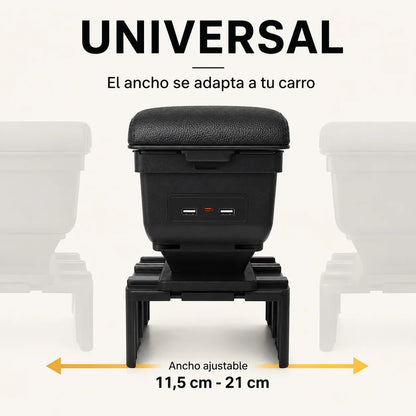 Cajonera apoyabrazos Universal 3 en 1 para Carro con Carga USB