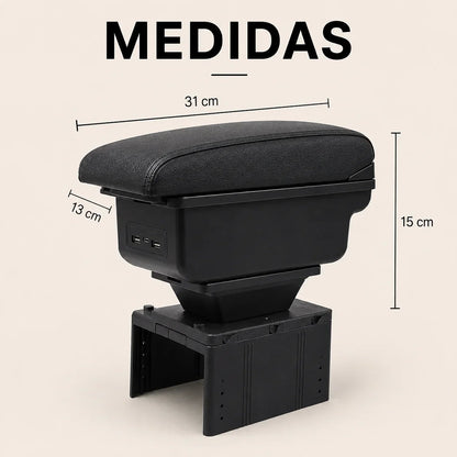 Cajonera apoyabrazos Universal 3 en 1 para Carro con Carga USB